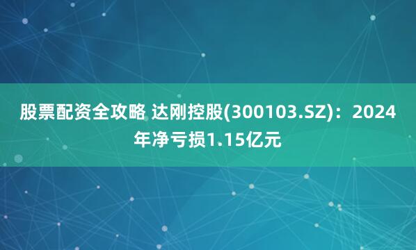 股票配资全攻略 达刚控股(300103.SZ)：2024年净亏损1.15亿元