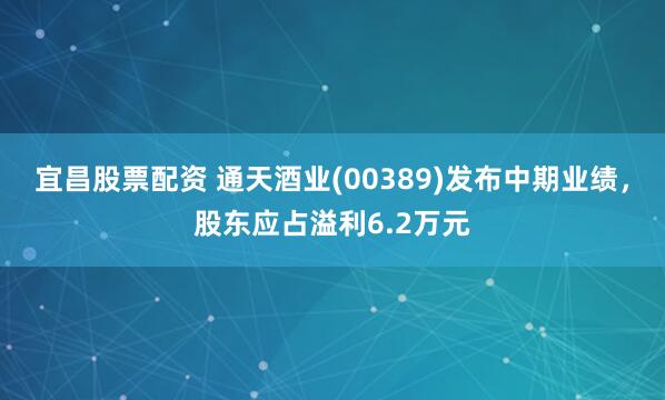 宜昌股票配资 通天酒业(00389)发布中期业绩，股东应占溢利6.2万元