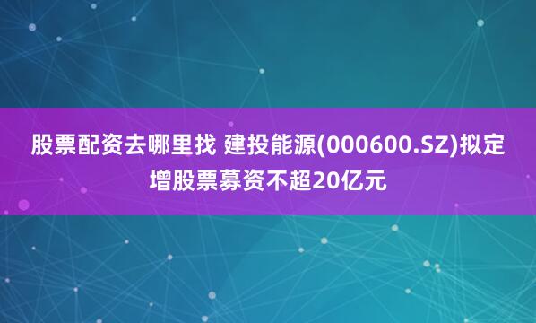 股票配资去哪里找 建投能源(000600.SZ)拟定增股票募资不超20亿元